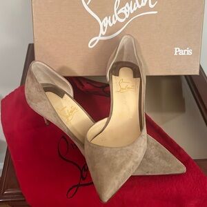 Christian Louboutin tan suede heels